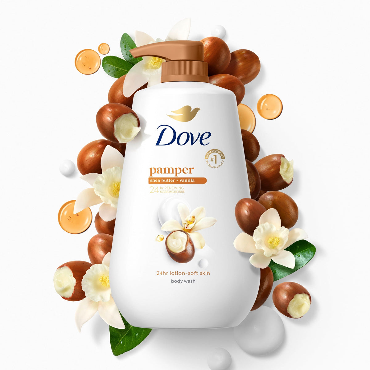 Dove Pampering Body Wash Shea Butter & Vanilla Moisturizing Skin Cleanser 30.6 fl oz
