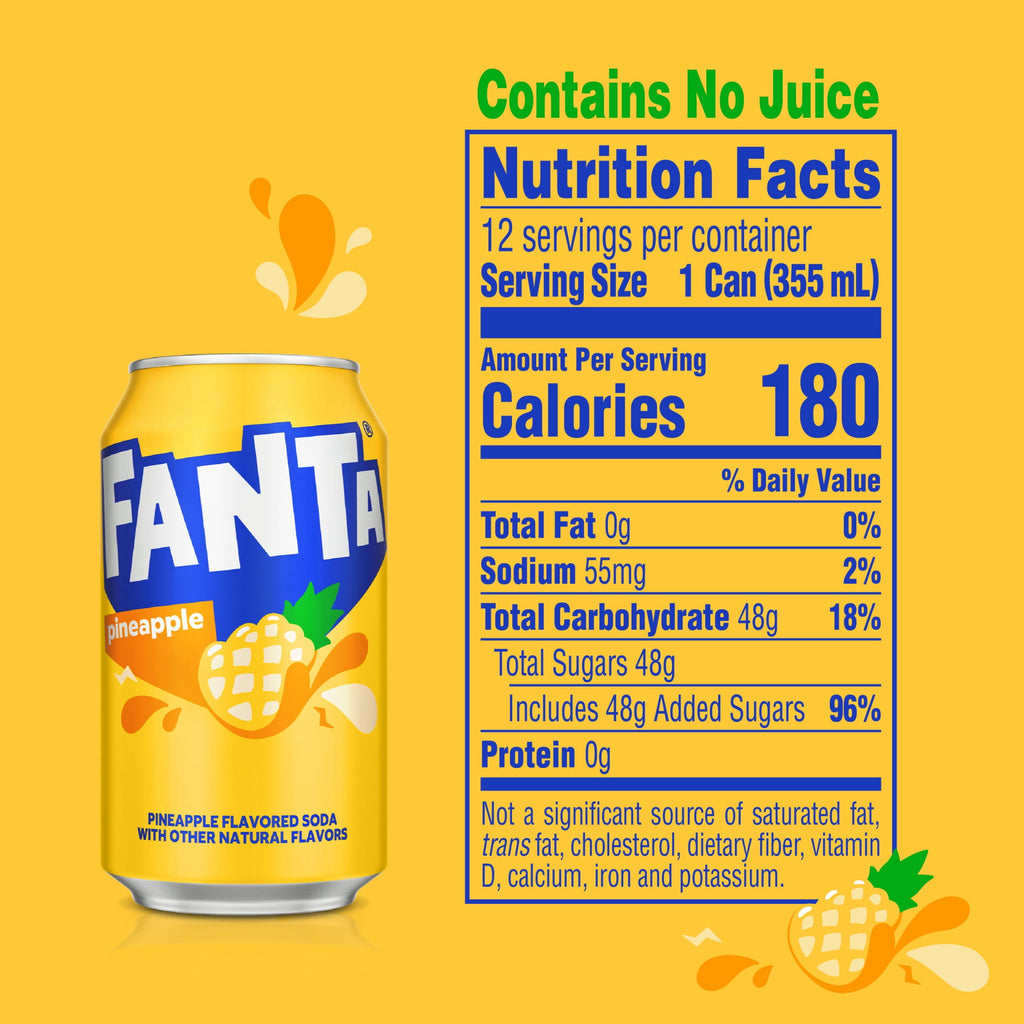 Fanta Pineapple Soda Pop Fridge Pack Cans 12 Fl Oz 12 Pack