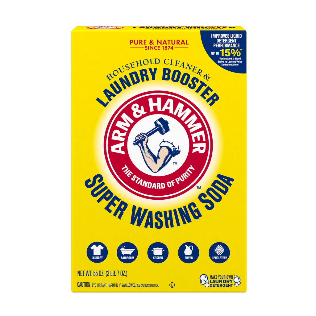 ARM & HAMMER Super Washing Soda Laundry Detergent Booster & Household Cleaner 55 oz