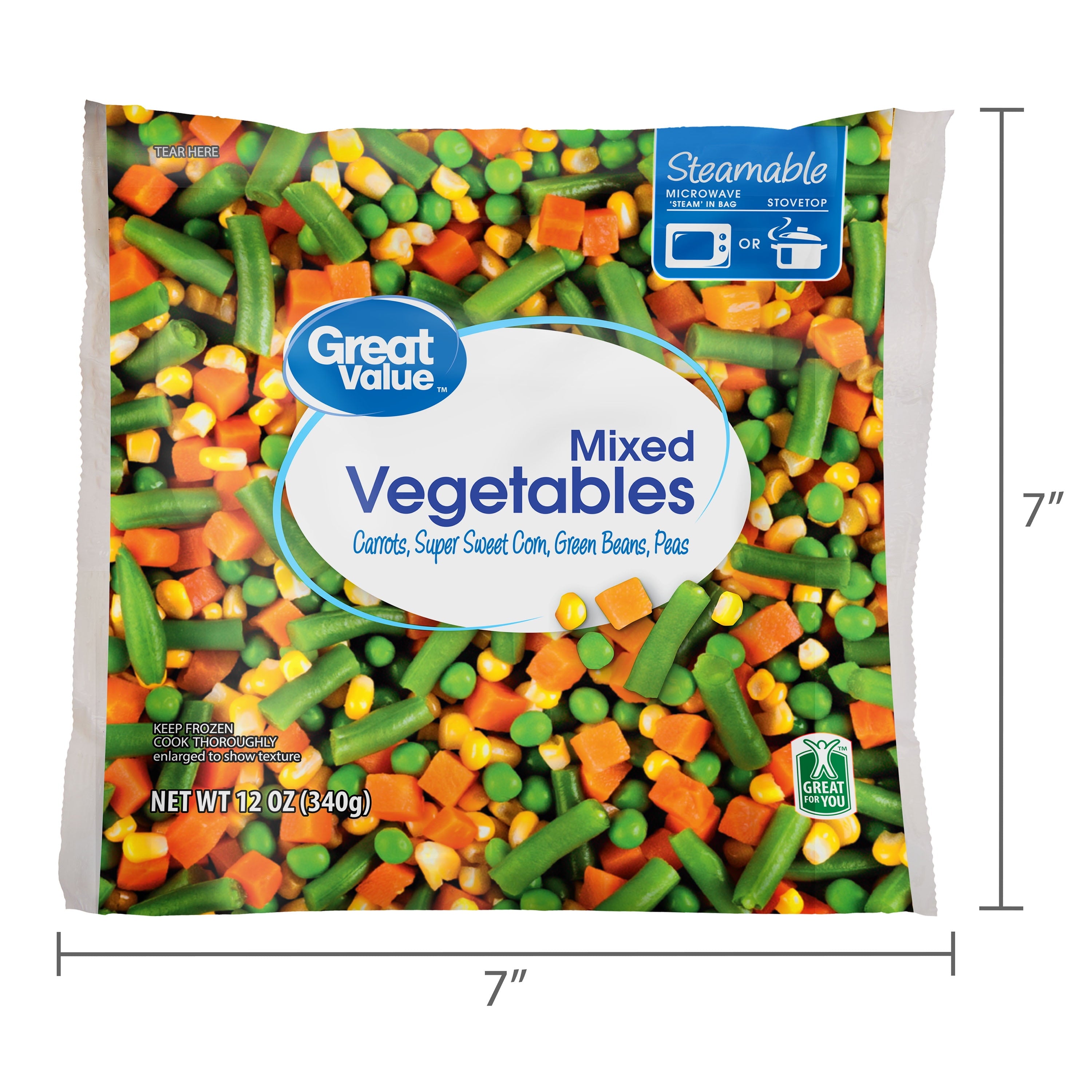 Great Value Mixed Vegetables 12 Oz Frozen Steamable Bag