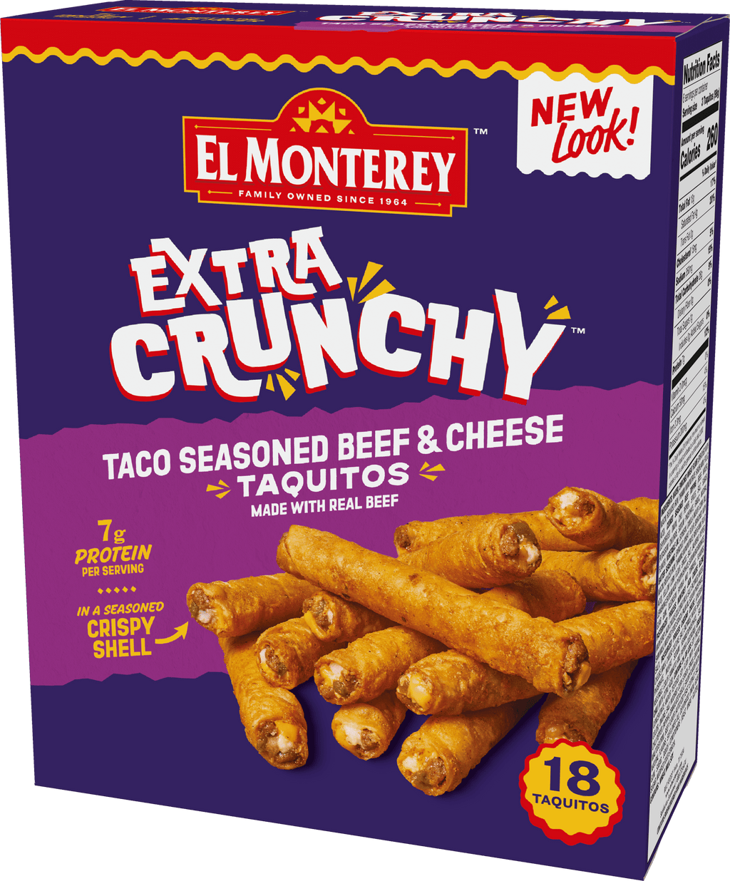 El Monterey Extra Crunchy Taco Seasoned Beef & Cheese Taquitos 20.7 Oz Frozen