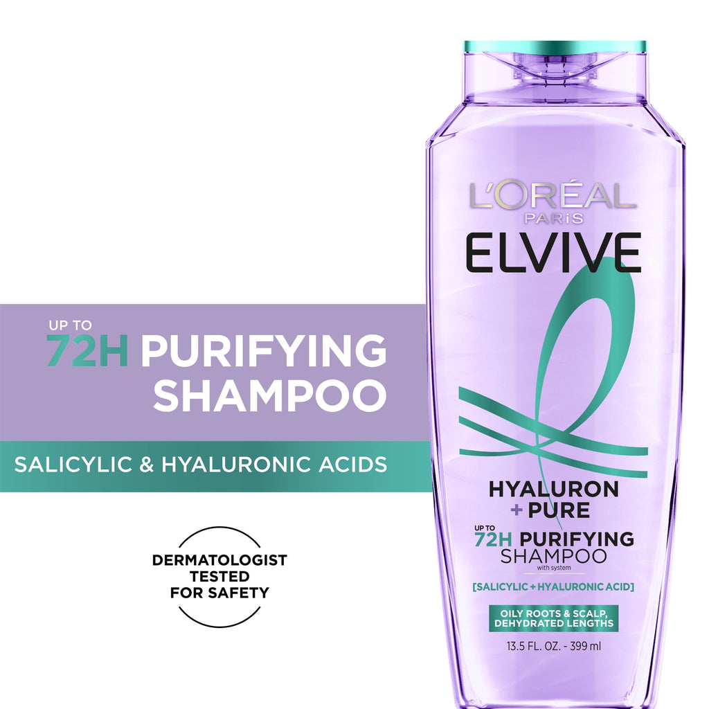 L'Oreal Paris Elvive Hyaluron Pure Moisturizing Shampoo for Oily Hair 13.5 fl oz