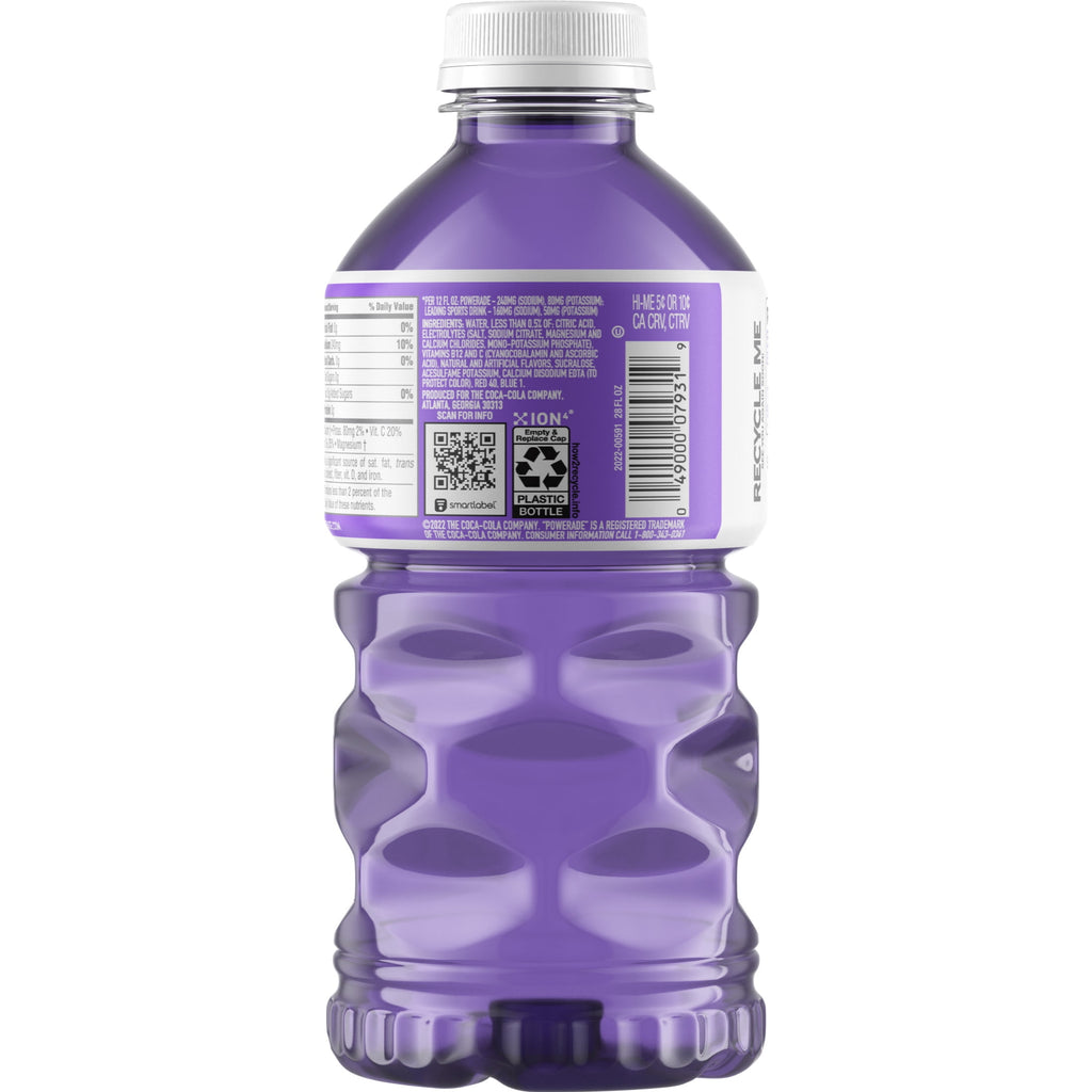 POWERADE Zero Sugar Grape Electrolyte Sports Drink 28 fl oz Bottle