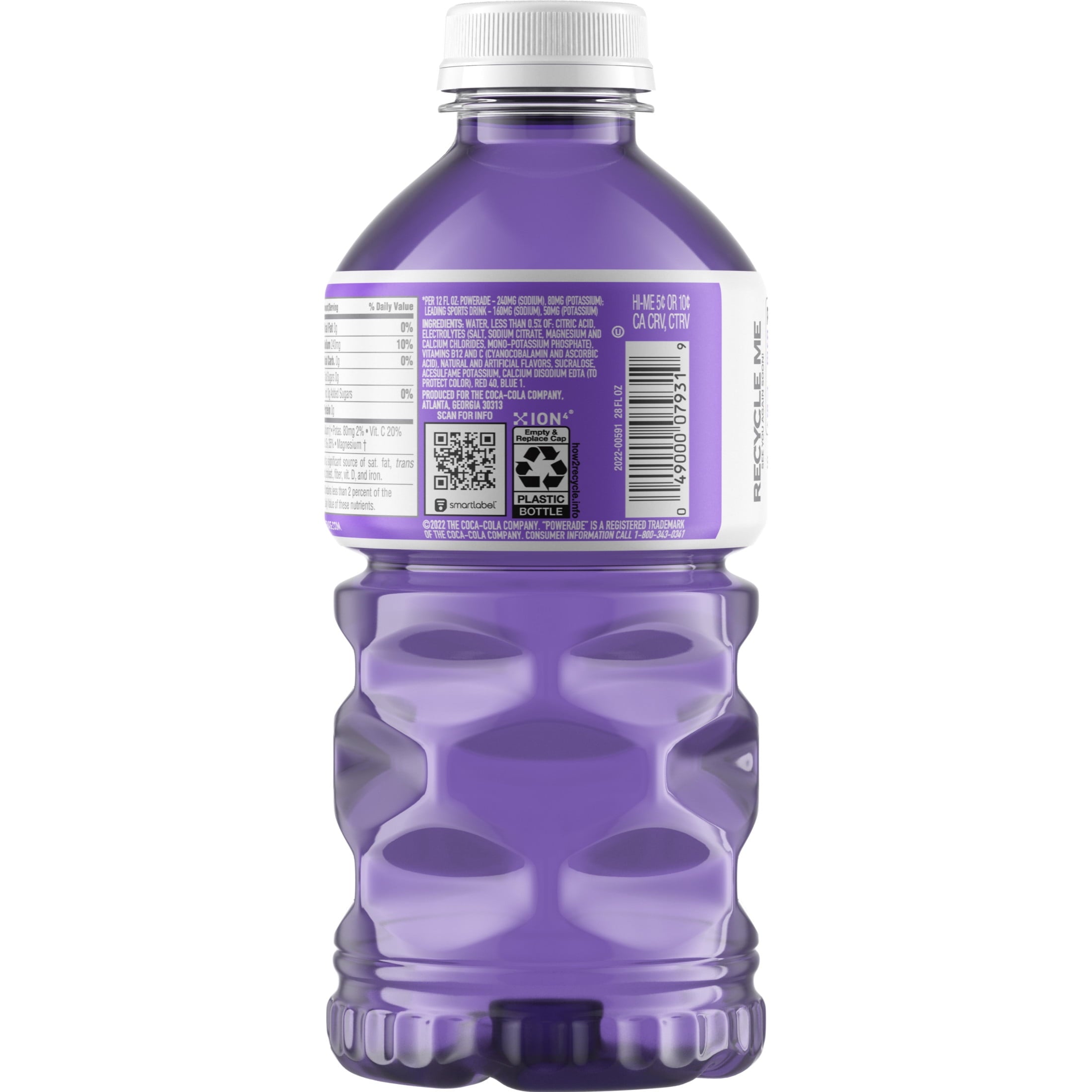 POWERADE Zero Sugar Grape Electrolyte Sports Drink 28 fl oz Bottle