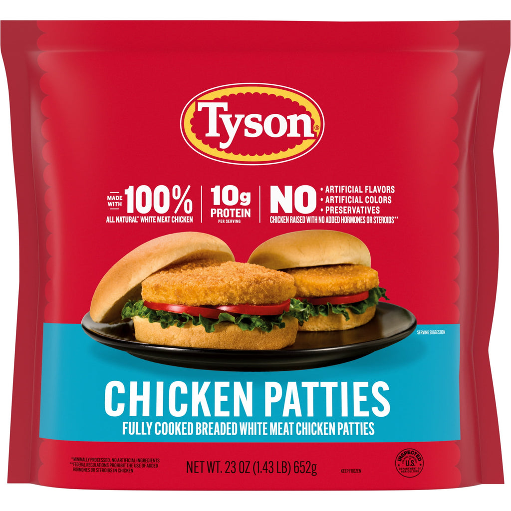 Tyson White Meat Chicken Patties Original Frozen 23 Oz 9 Count