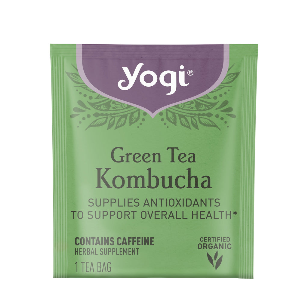 Yogi Green Tea Kombucha Organic Wellness Tea Bags 1.12 oz 16 Count