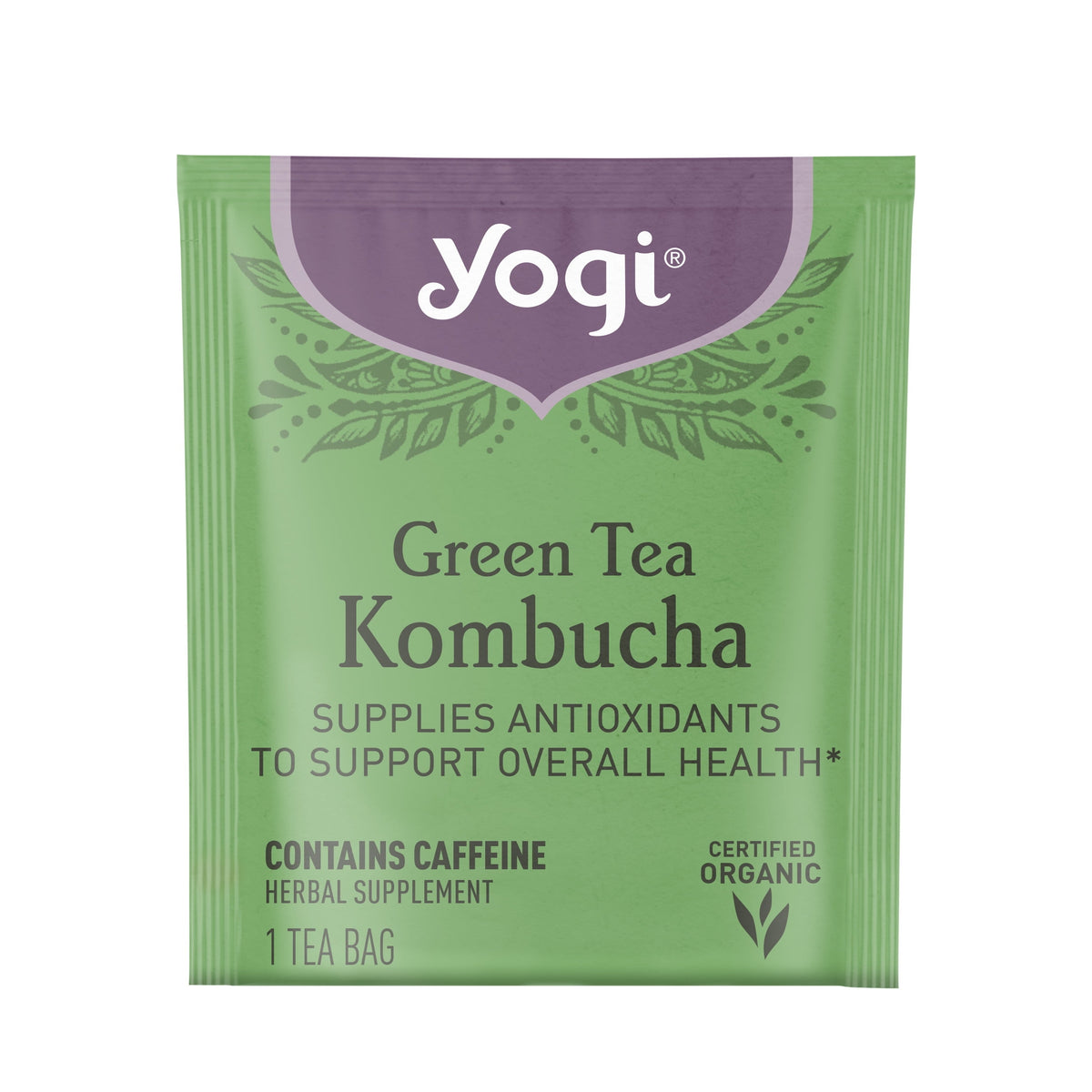 Yogi Green Tea Kombucha Organic Wellness Tea Bags 1.12 oz 16 Count
