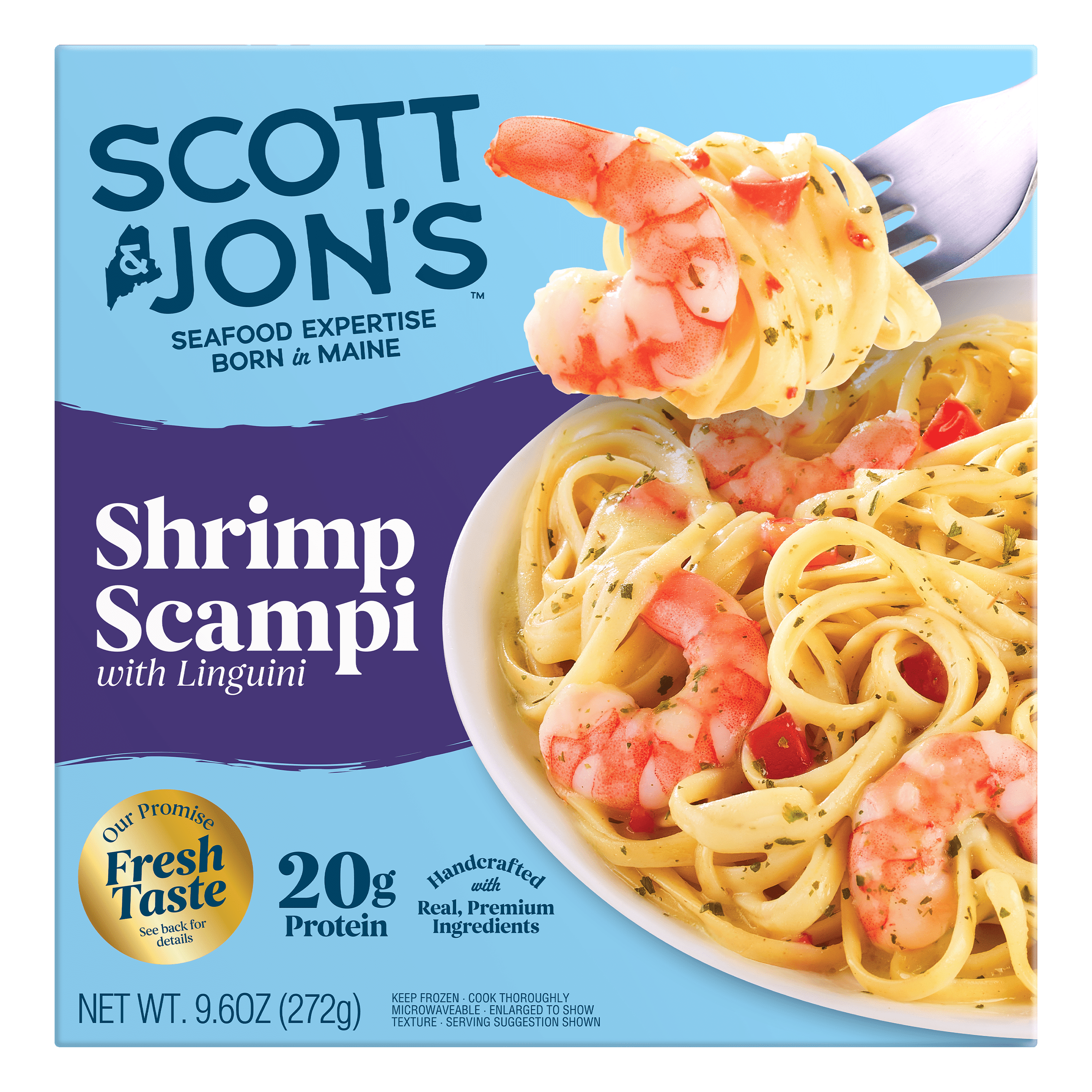 Scott & Jon's Shrimp Scampi Linguini Frozen Meal 9.6 Oz