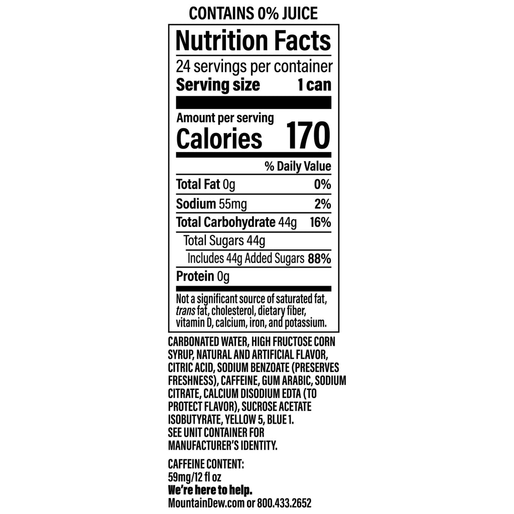 Mountain Dew Baja Blast Tropical Lime Soda Pop Cans 12 Fl Oz 24 Pack