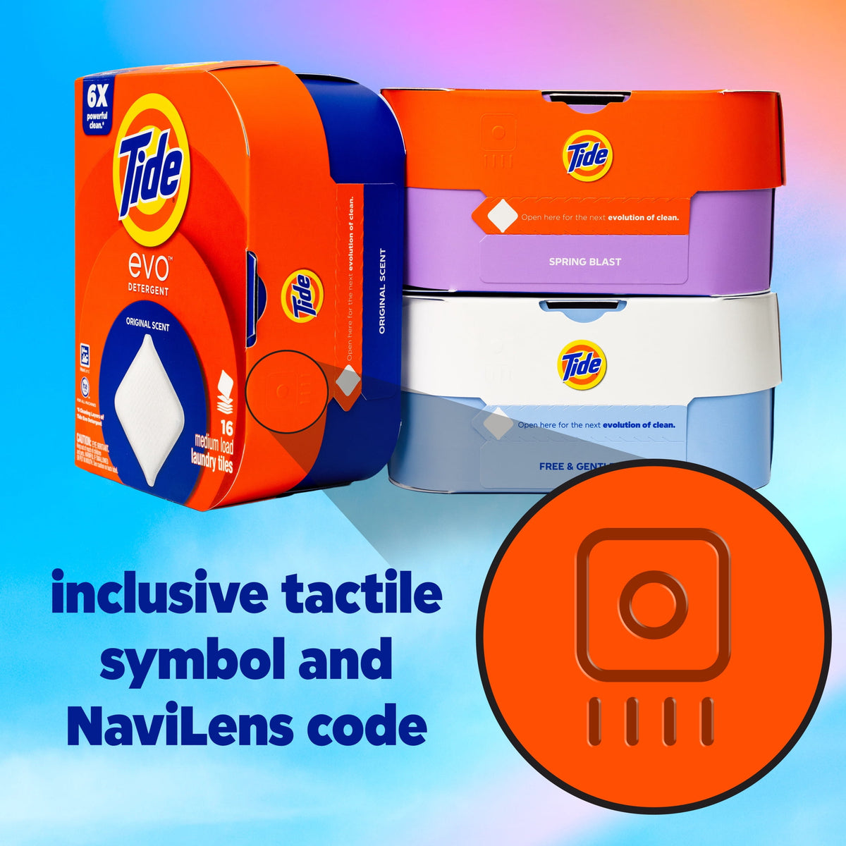Tide Evo Free & Gentle Laundry Detergent Tiles Unscented 16 Count