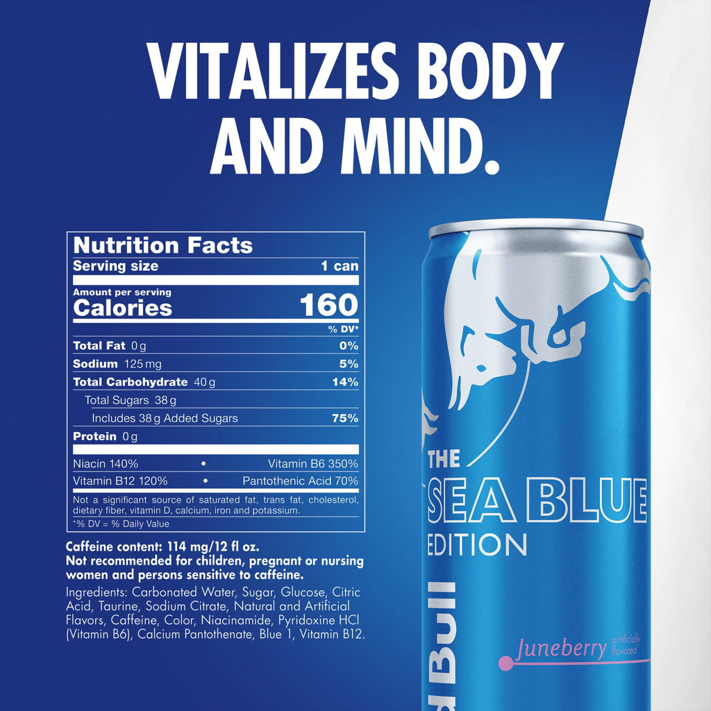 Red Bull Sea Blue Edition Juneberry Energy Drink 12 fl oz 4 Pack Cans