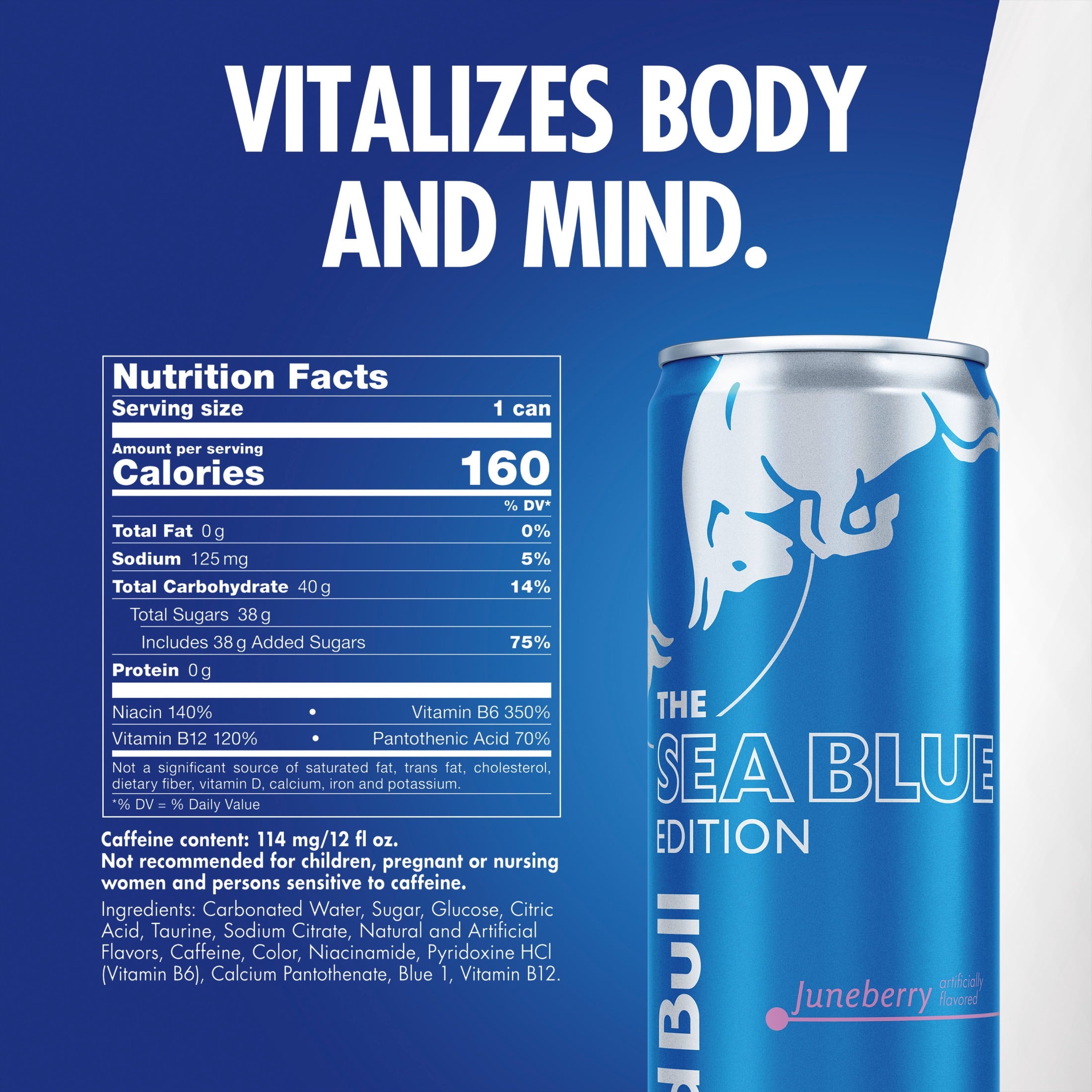 Red Bull Sea Blue Edition Juneberry Energy Drink 12 fl oz 4 Pack Cans