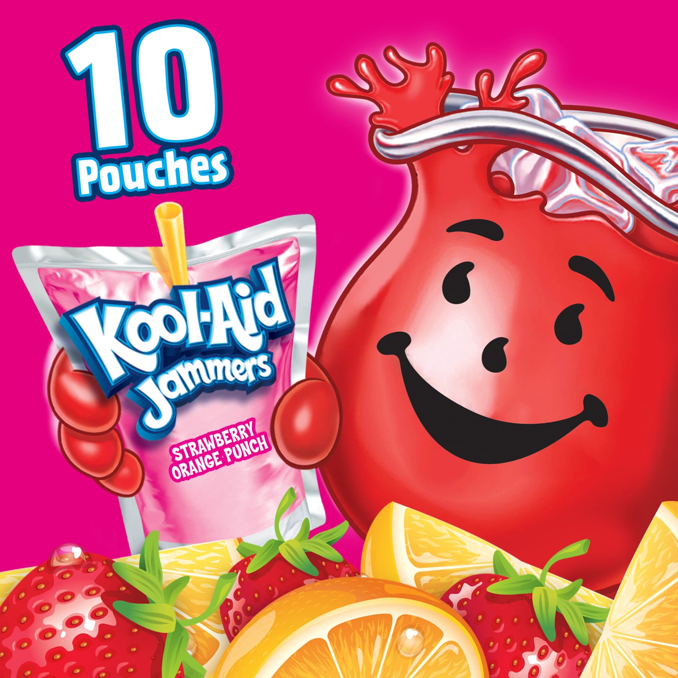 Kool-Aid Jammers Sharkleberry Fin Strawberry Orange Punch Drink Pouches 10 Count 6 fl oz