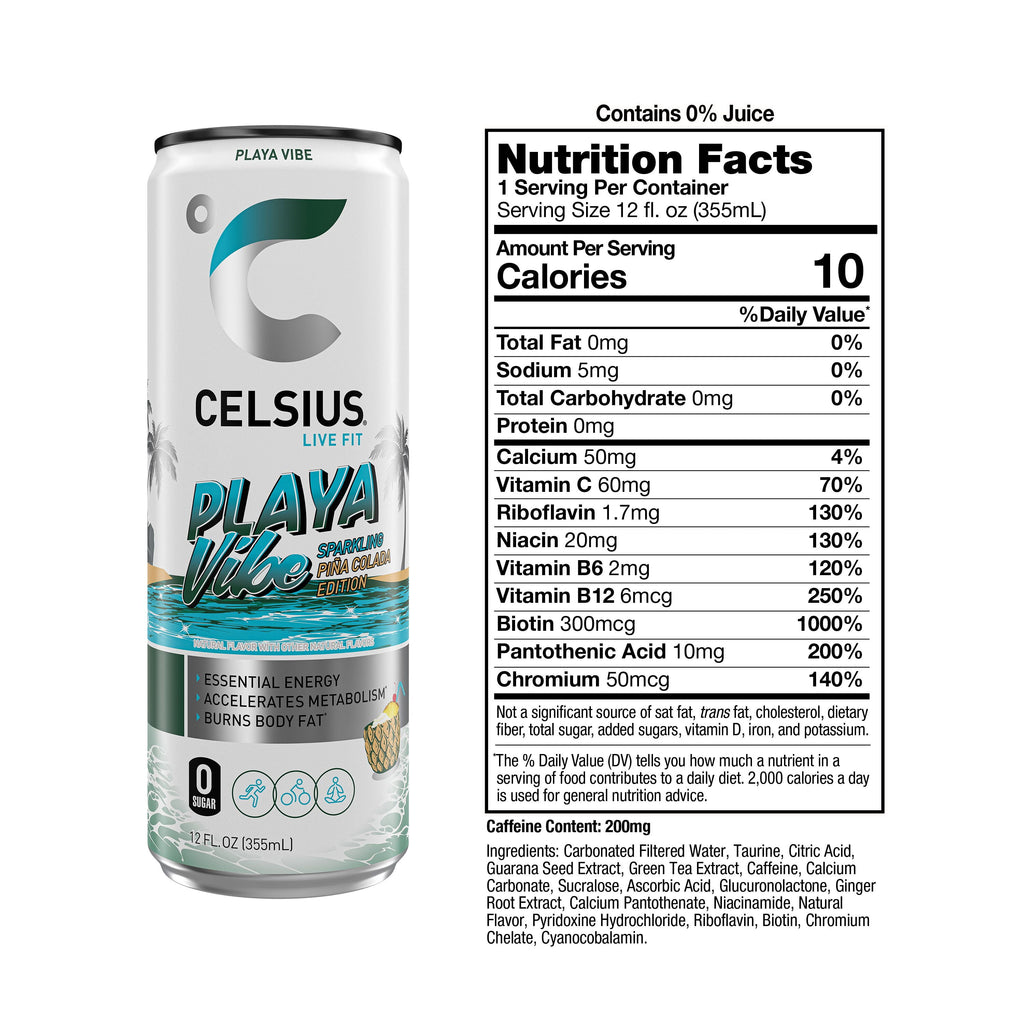 CELSIUS Sparkling Playa Vibe Functional Energy Drink 12 fl oz Single Can