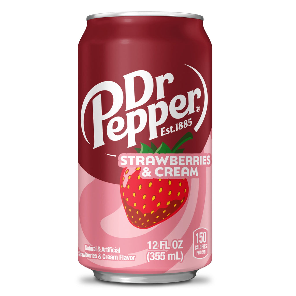 Strawberries and Cream Soda Pop Cans 12 Fl Oz 12 Pack Dr. Pepper
