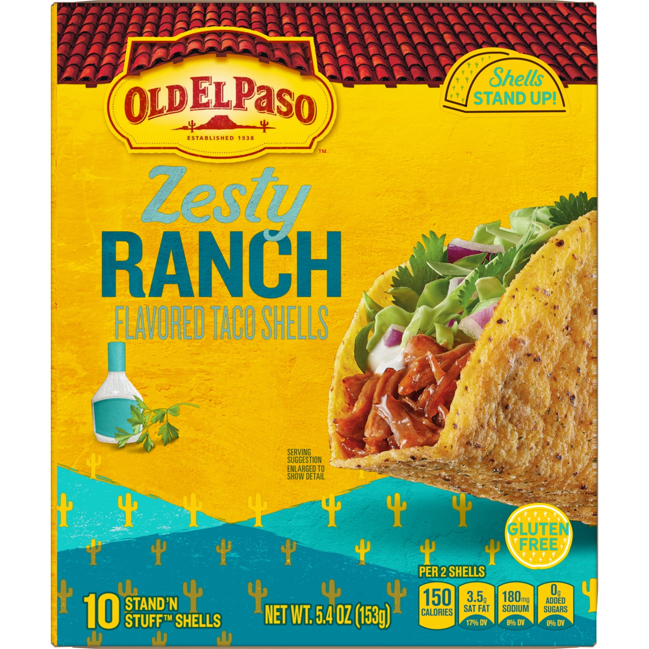 Stand 'N Stuff Crunchy Taco Shells Zesty Ranch 5.4 Oz 10 Count