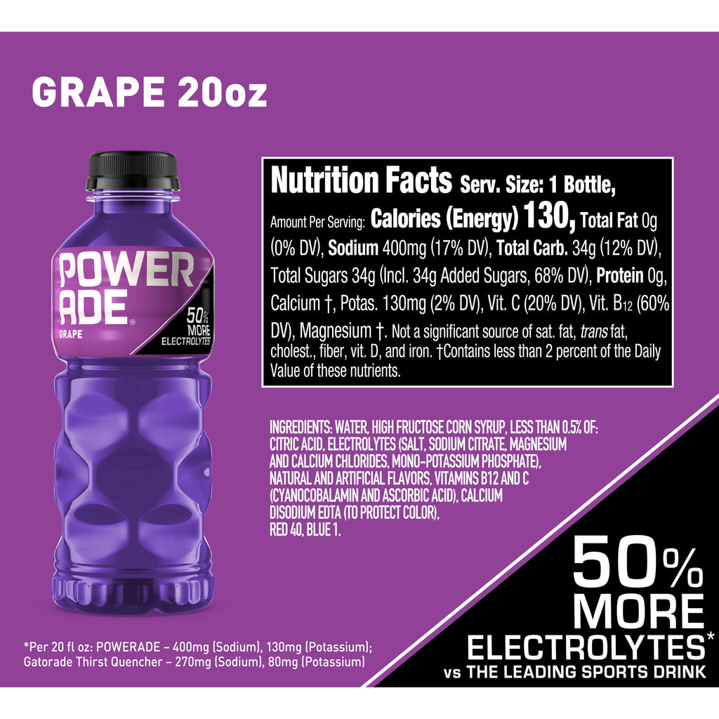 Powerade Grape Electrolyte Sports Drink 20 fl oz 8 Pack