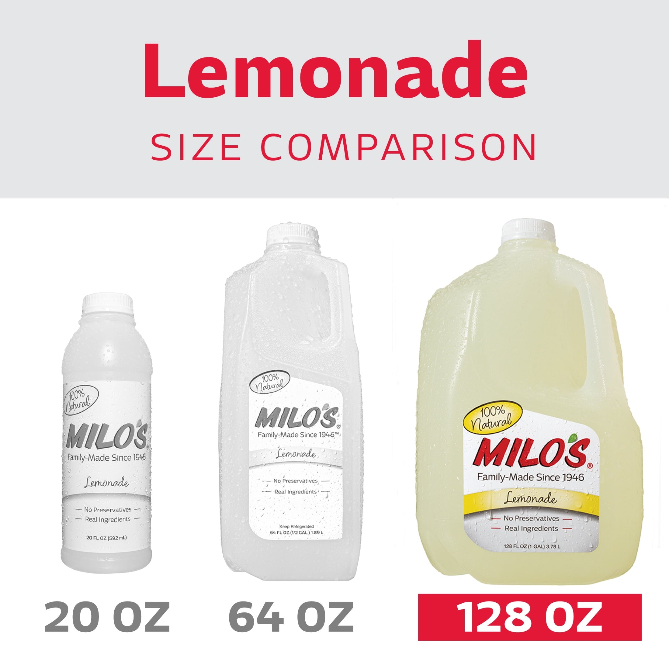 Milo's Lemonade Refrigerated Juice Drink 128 fl oz Gallon