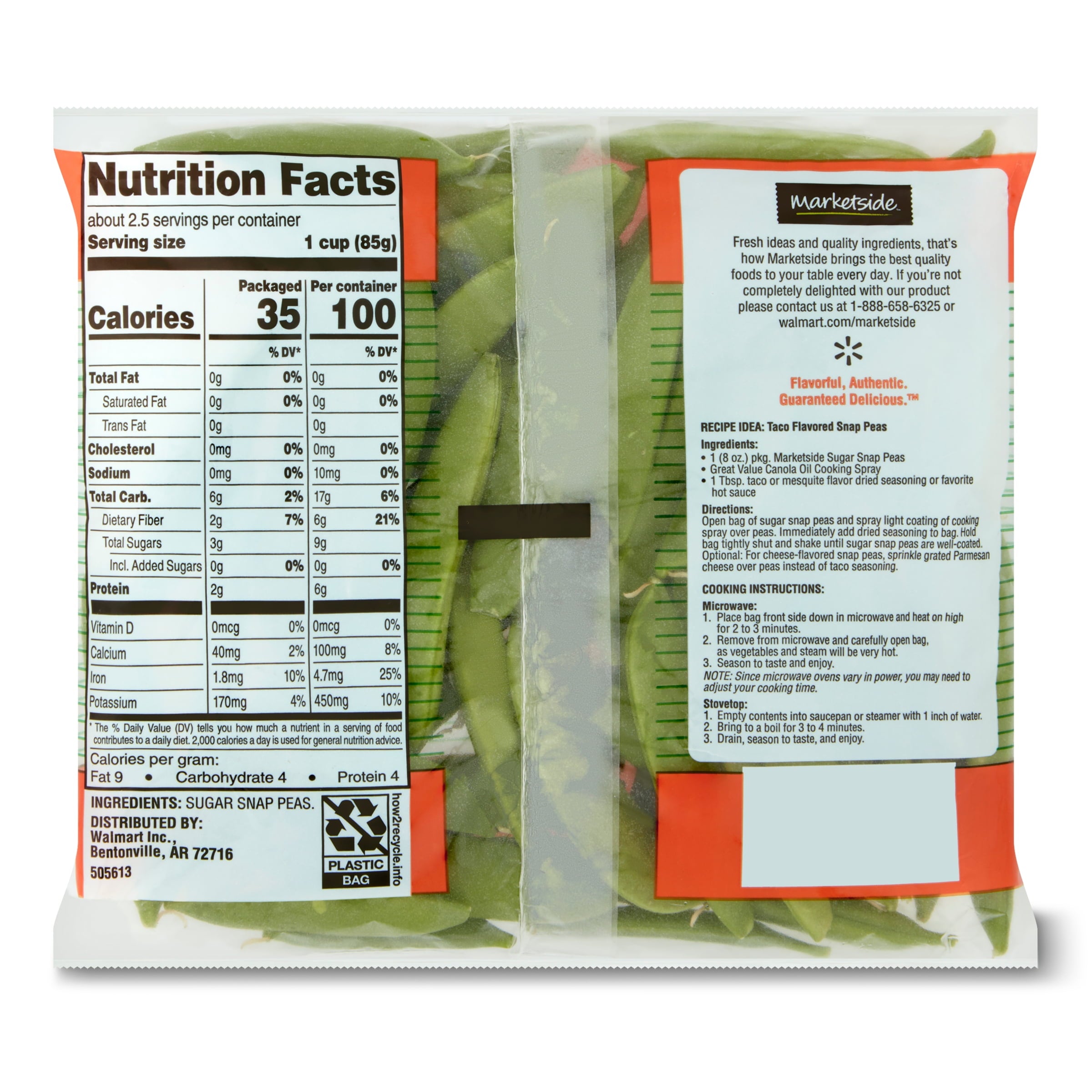 Fresh Marketside Sugar Snap Peas 8 Oz Bag