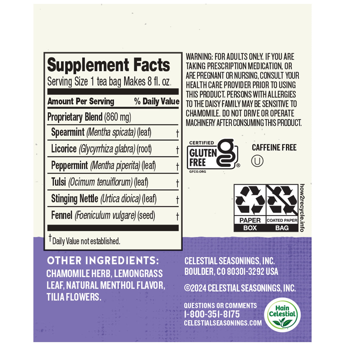Celestial Seasonings Sleepytime Wellness Sinus Soother Caffeine-Free Herbal Tea Bags 1.2 oz 20 Count