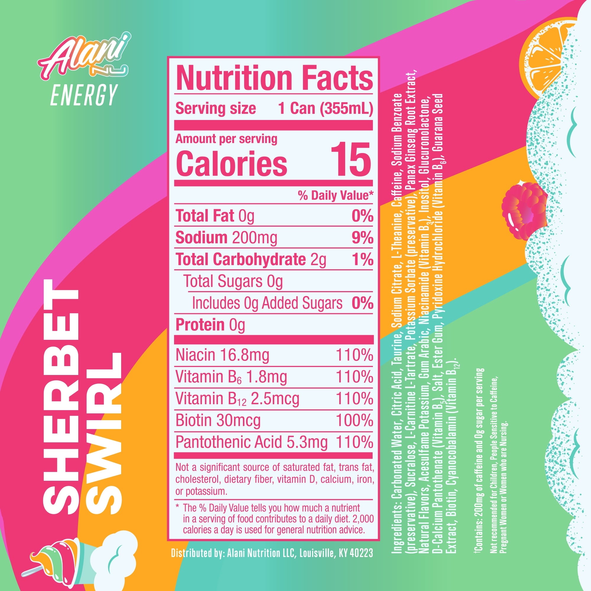 Alani Nu Sherbet Swirl Energy Drink 12 fl oz Single Can