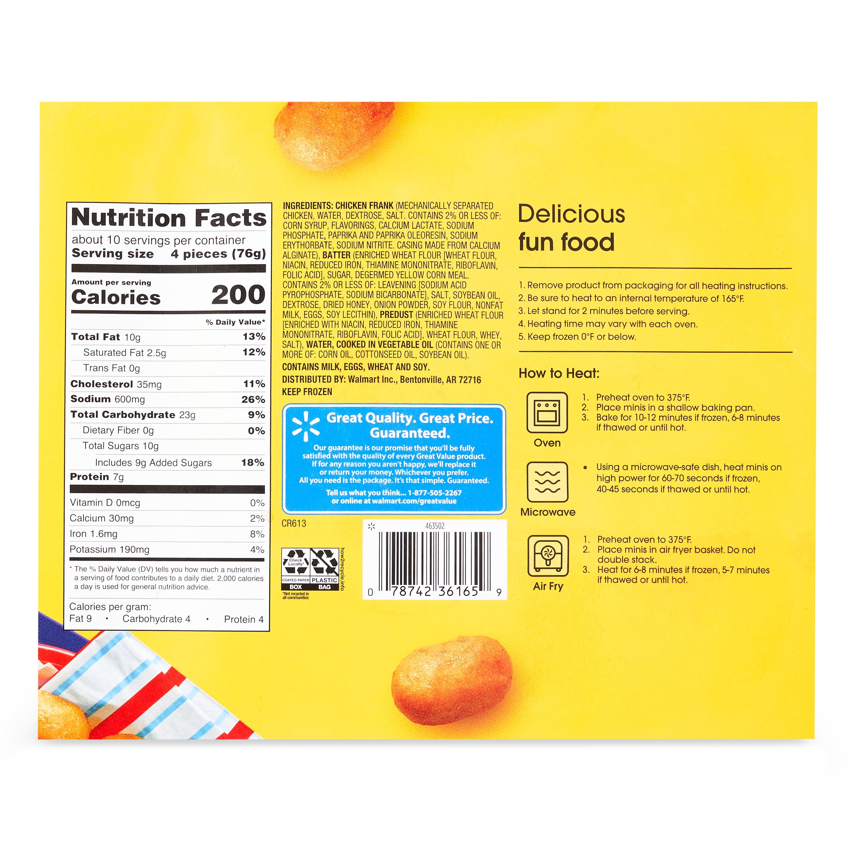 Great Value Mini Corn Dogs Frozen 26.8 Oz 40 Count