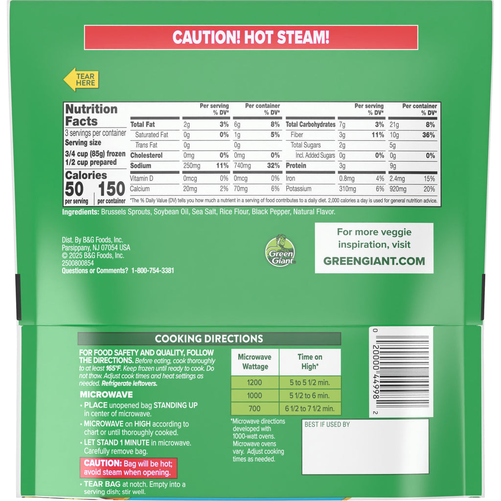 Green Giant Simply Steam Brussels Sprouts Salt & Pepper Frozen 9 Oz