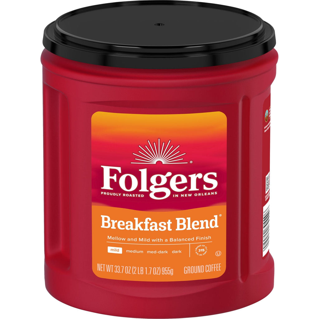 Folgers Breakfast Blend Mild Roast Naturally Caffeinated Ground Coffee 33.7 oz Canister