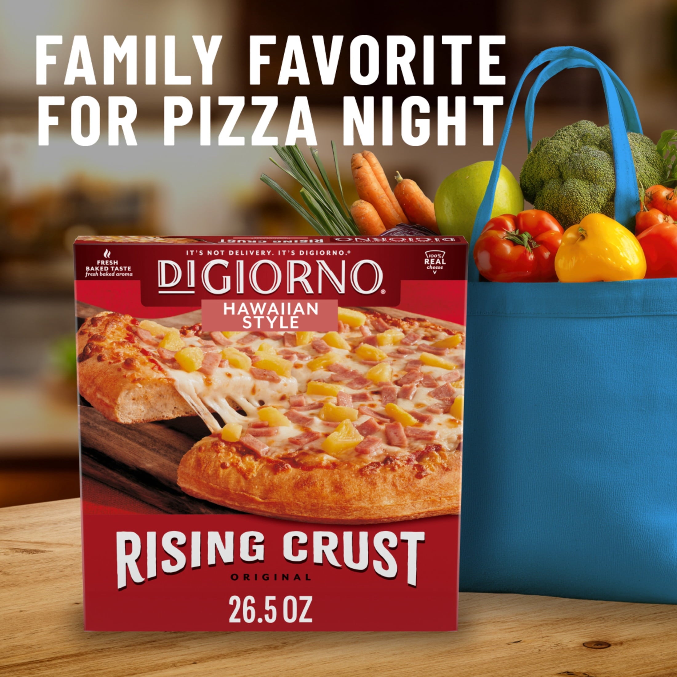 DiGiorno Hawaiian Style Rising Crust Frozen Pizza Canadian Bacon Pineapple 26.5 Oz