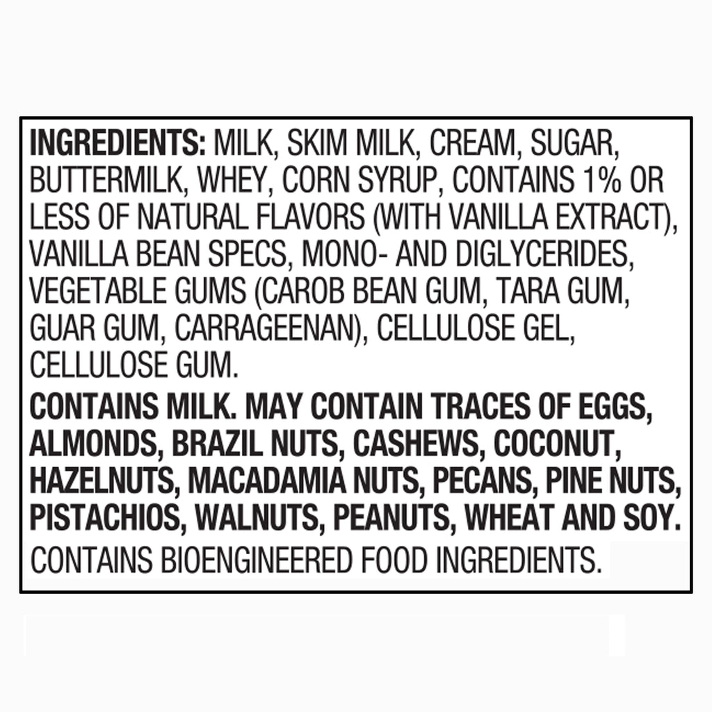 Great Value Vanilla Bean Flavored Ice Cream 48 Fl Oz