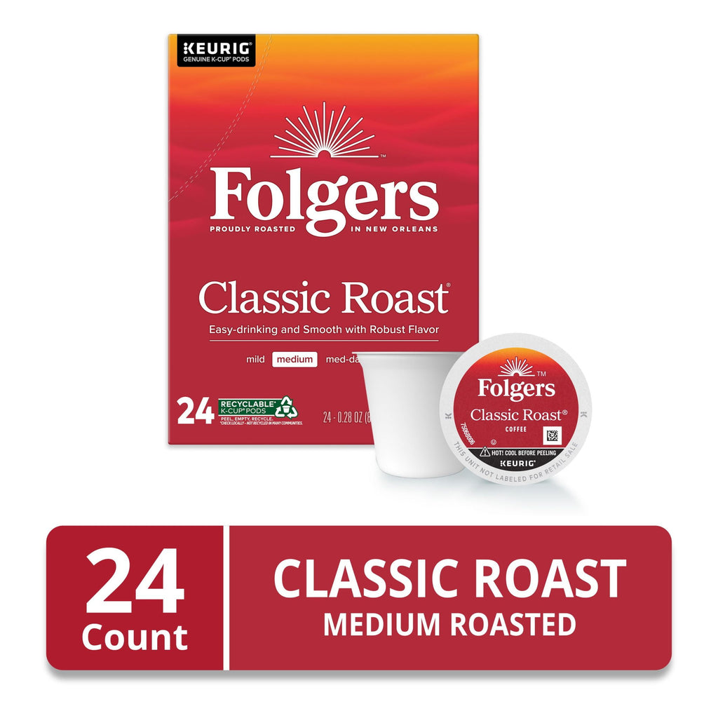 Folgers Classic Roast Medium Roast Coffee Keurig K Cup Pods 24 Count