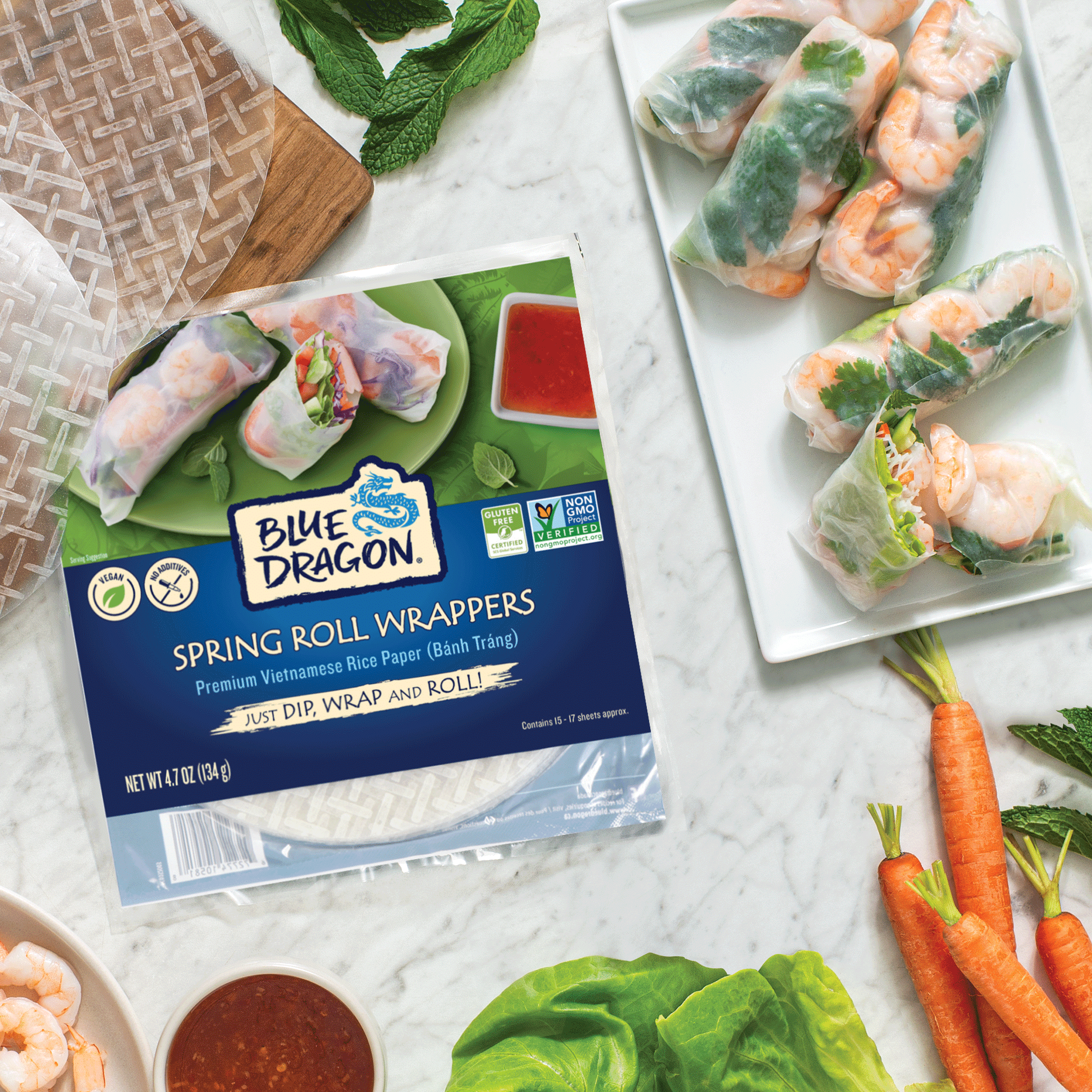 Spring Roll Wrappers 4.7 Oz 3 Pack Blue Dragon