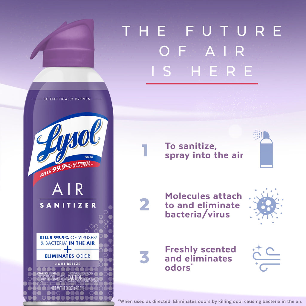 Lysol Air Sanitizer Spray Light Breeze Scent 10 oz