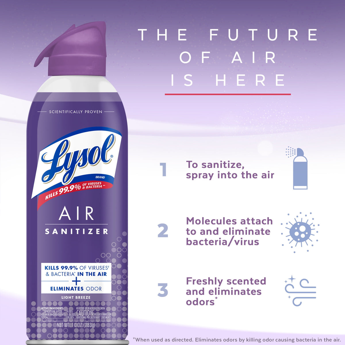 Lysol Air Sanitizer Spray Light Breeze Scent 10 oz