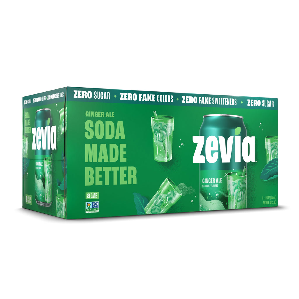 Zevia Zero Sugar Caffeine-Free Ginger Ale Soda Pop Cans 12 Fl Oz 8 Pack