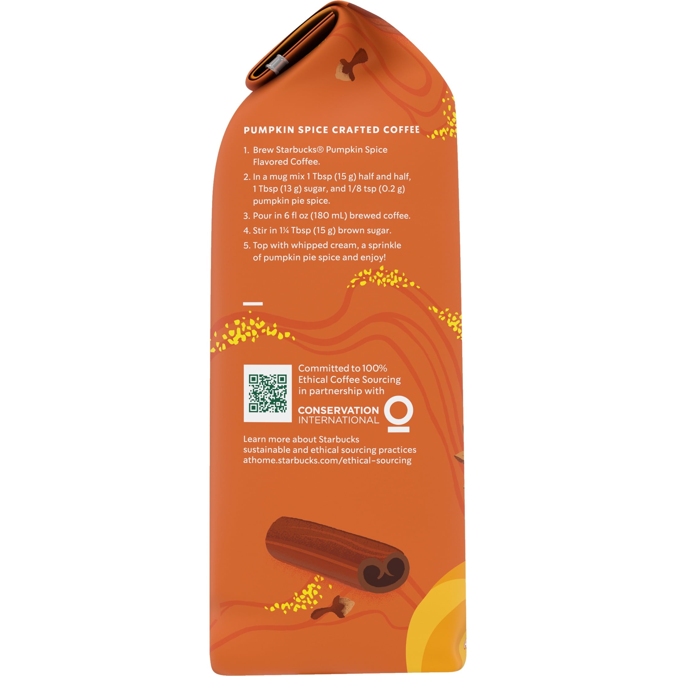 Starbucks at Home Pumpkin Spice Naturally Caffeinated Medium Roast Ground Coffee 17 oz Bag