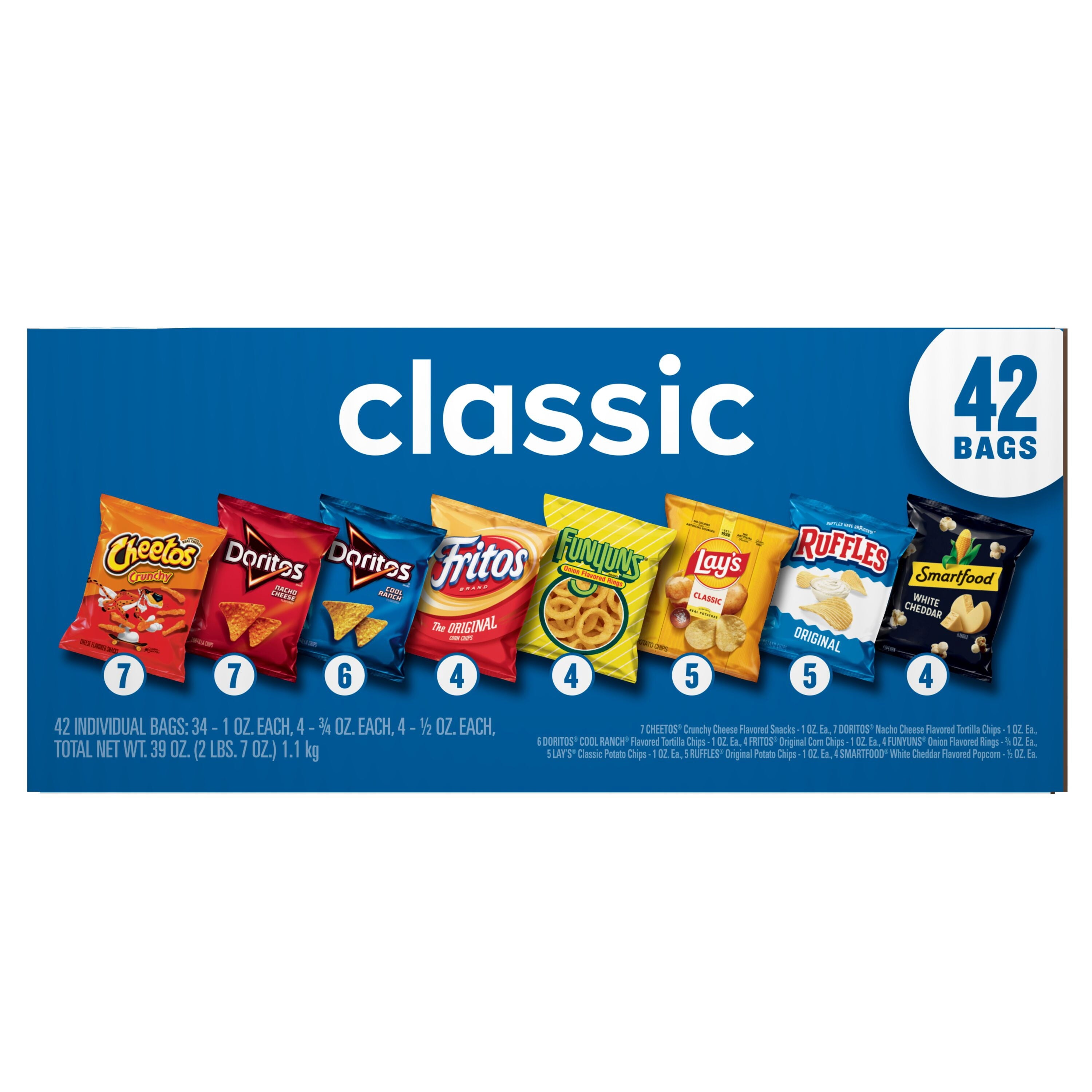 Frito Lay Classic Mix Chips Variety Pack 1 Oz 42 Count