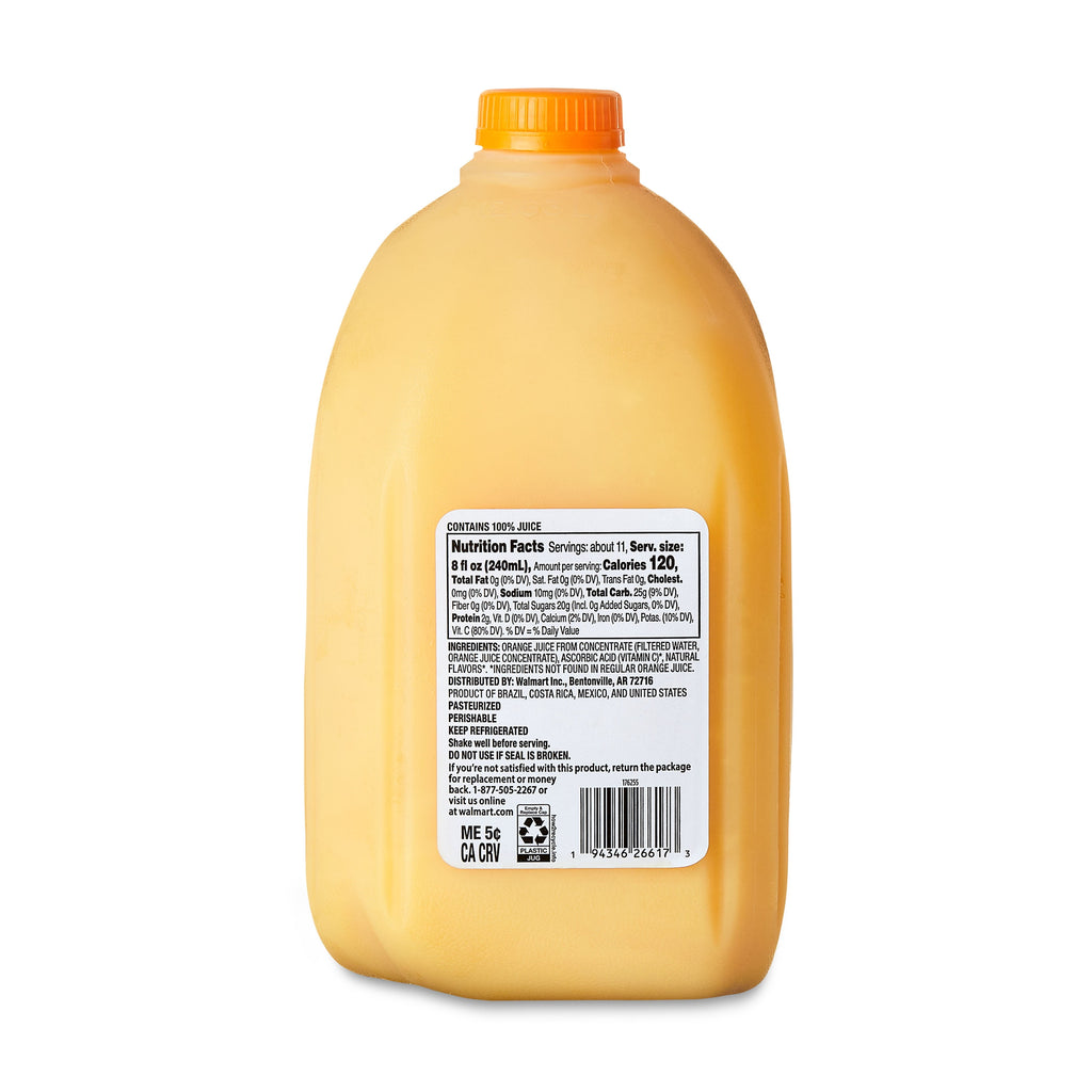 Great Value 100% Orange Juice from Concentrate No Pulp 89 fl oz