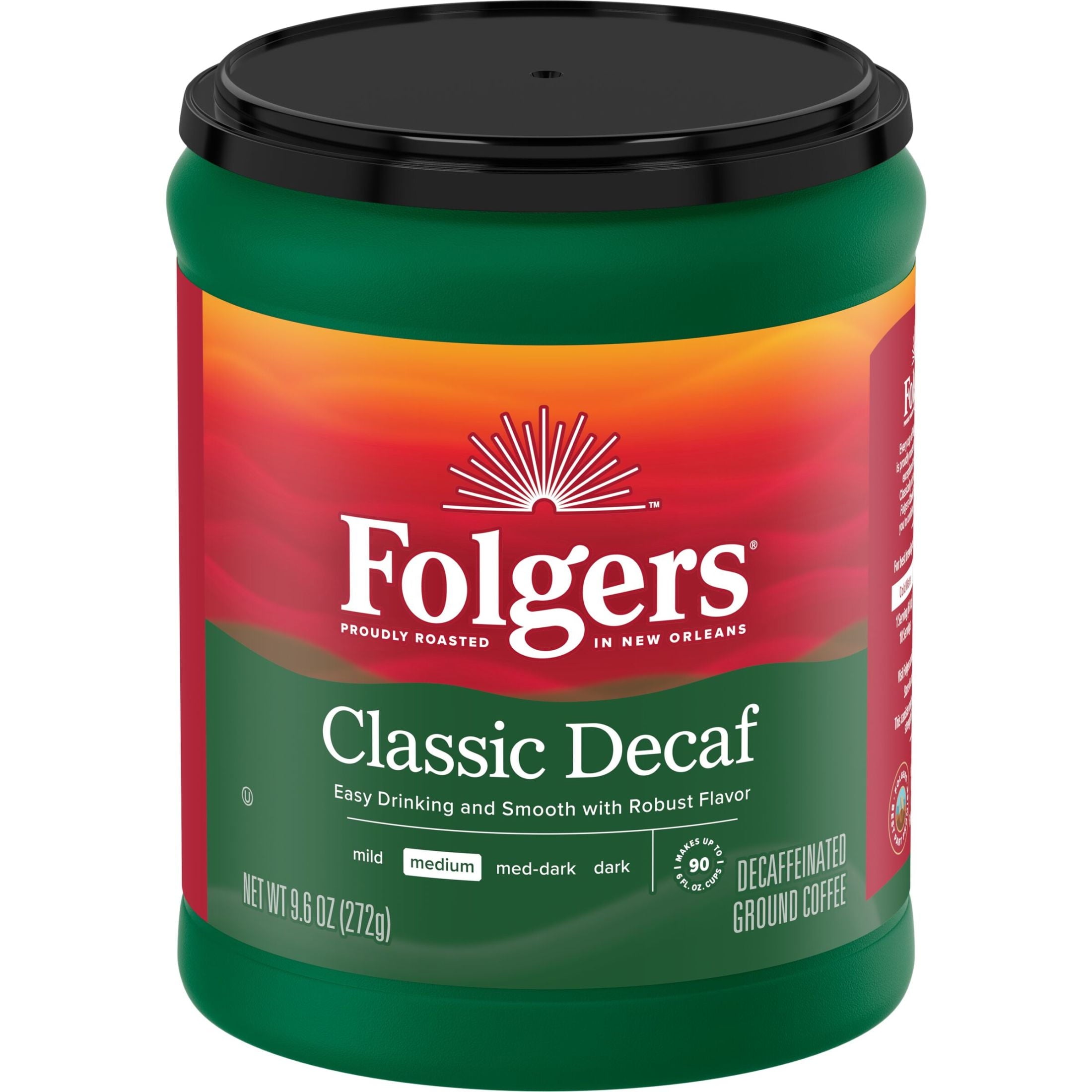 Folgers Classic Decaf Medium Roast Ground Coffee 9.6 oz Canister