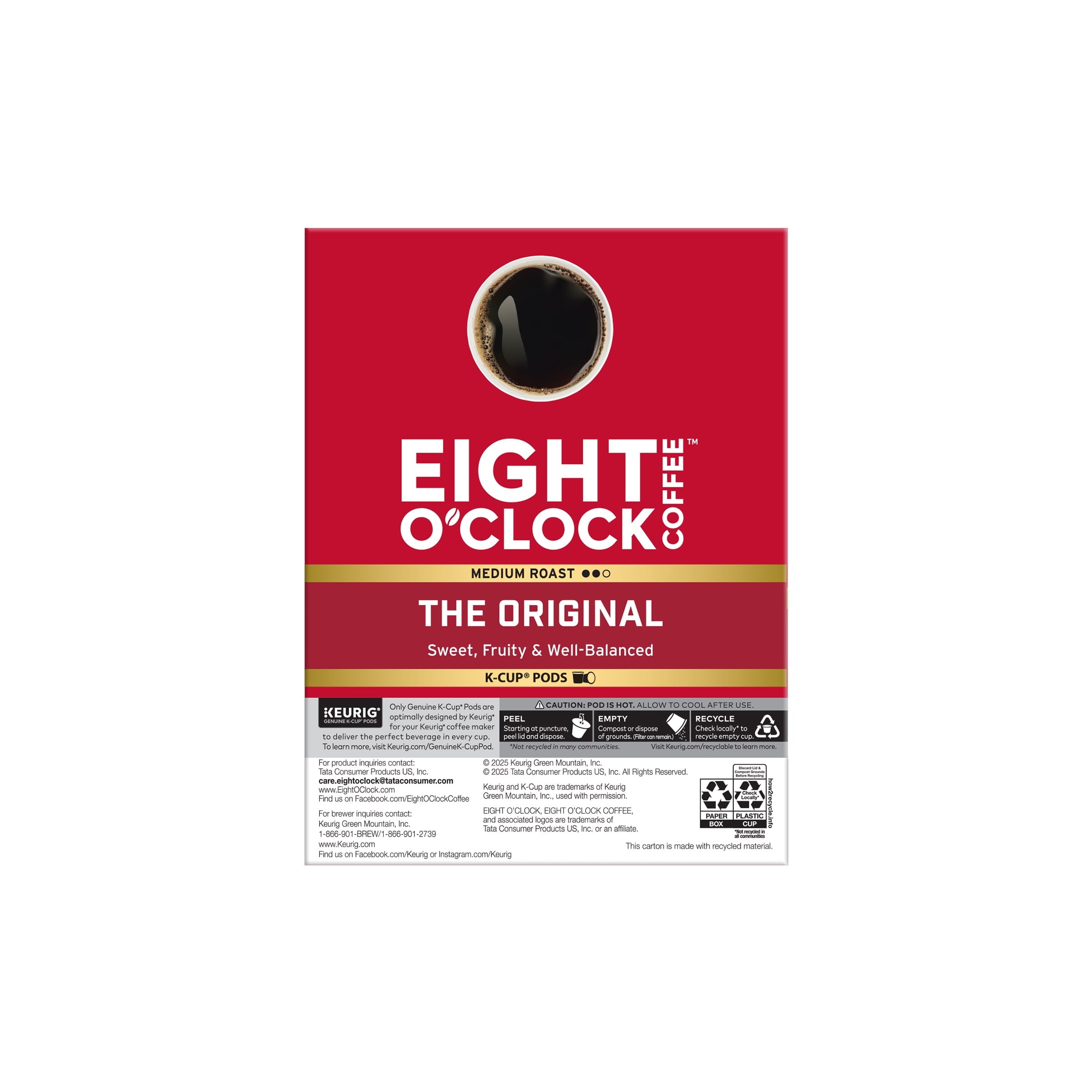 Eight O'Clock Original Medium Roast Coffee Keurig K-Cup Pods 22 Count