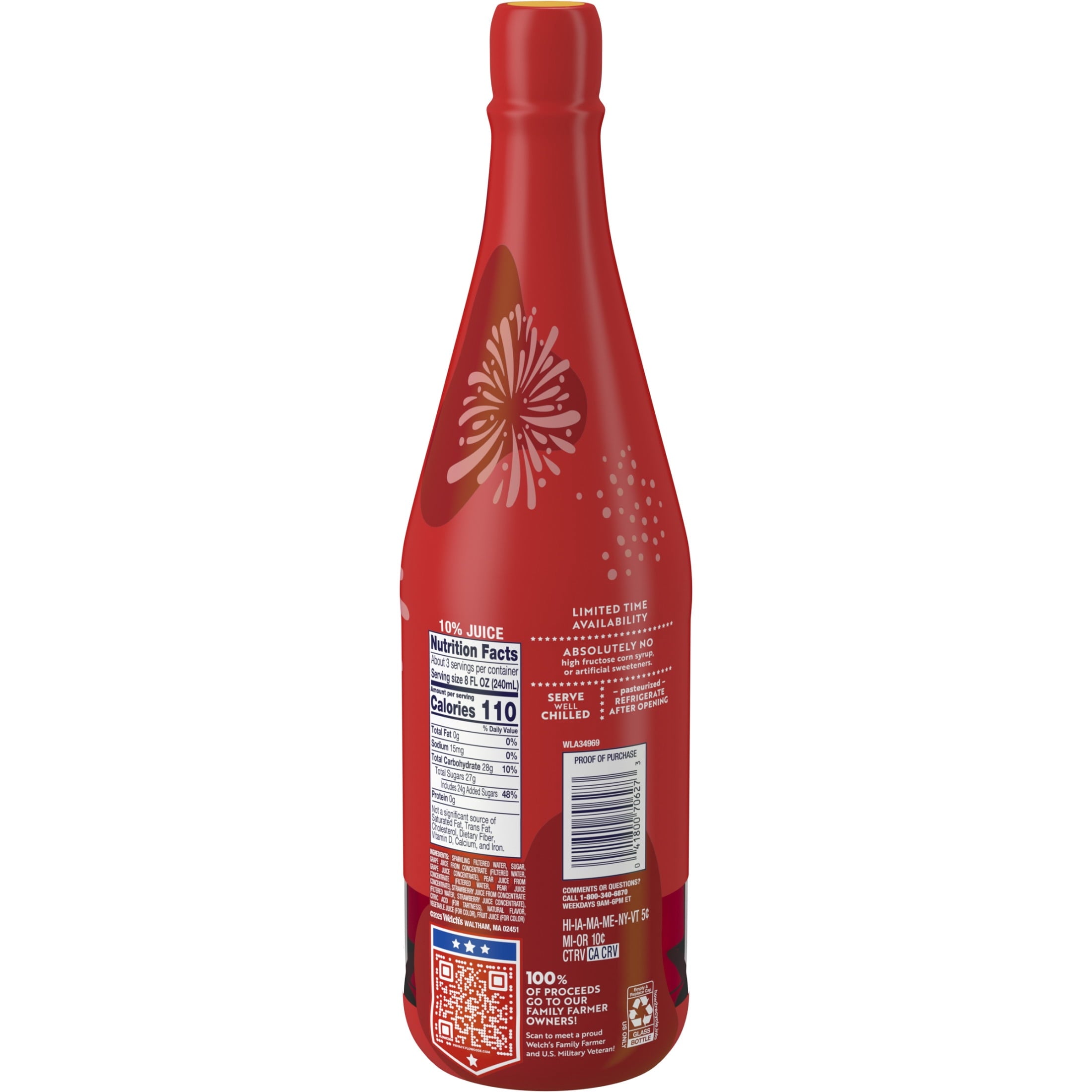 Welch's Non-Alcoholic Sparkling Strawberry Juice Cocktail 25.4 fl oz Bottle
