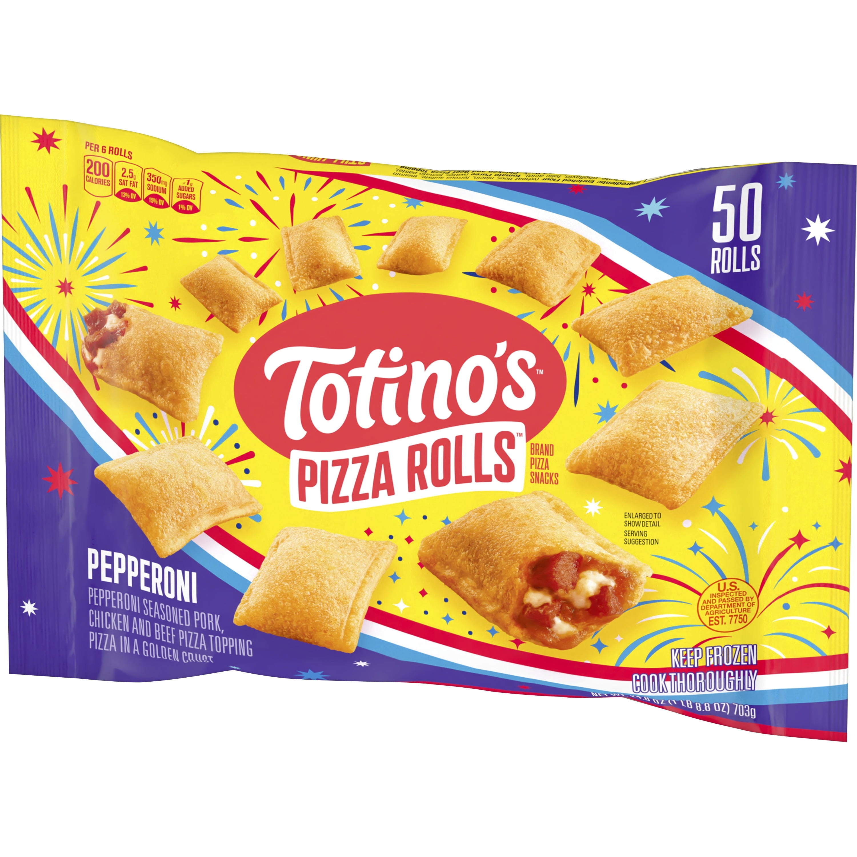 Totino's Pepperoni Pizza Rolls Snacks Frozen 24.8 Oz 50 Count