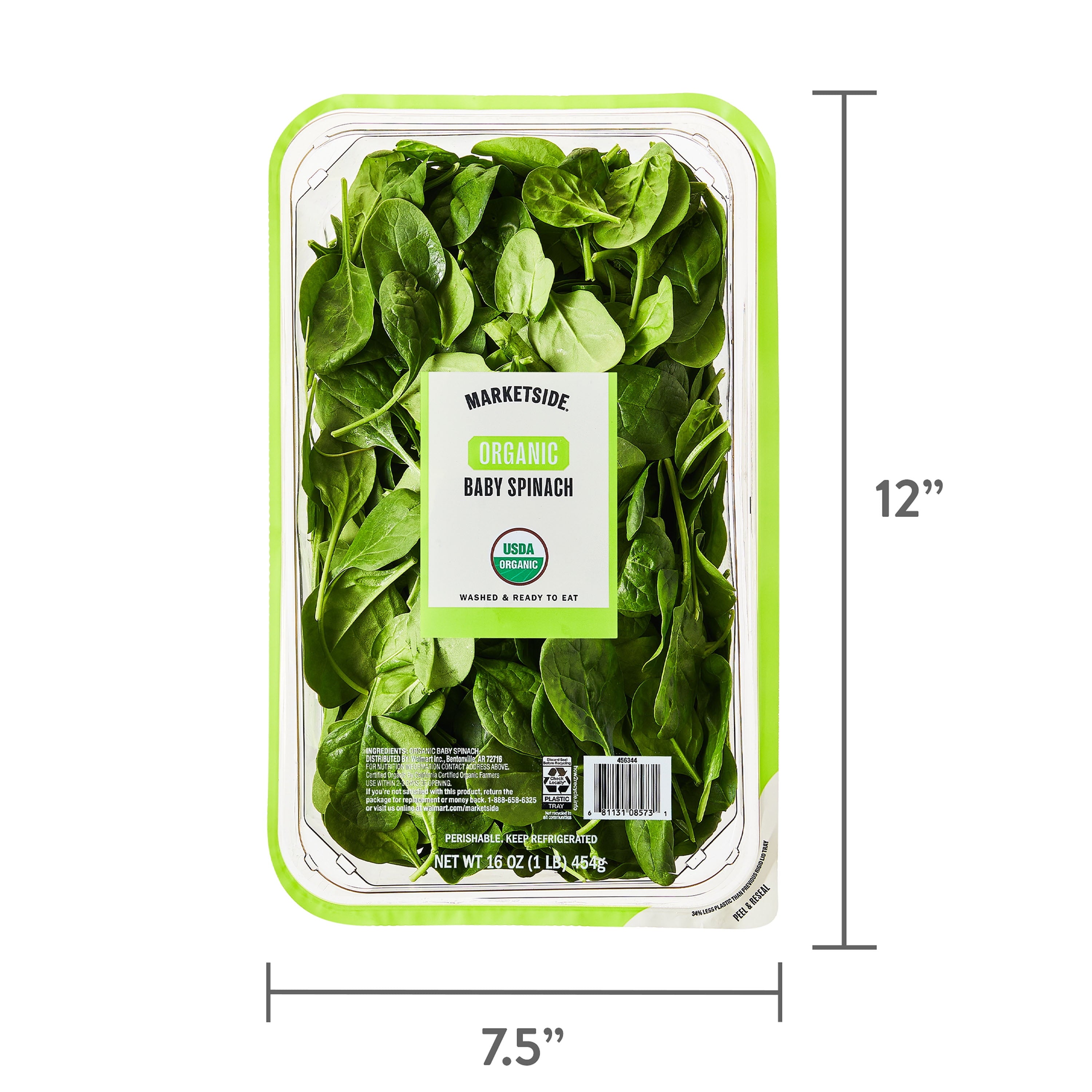 Organic Baby Spinach 16 Oz Bag