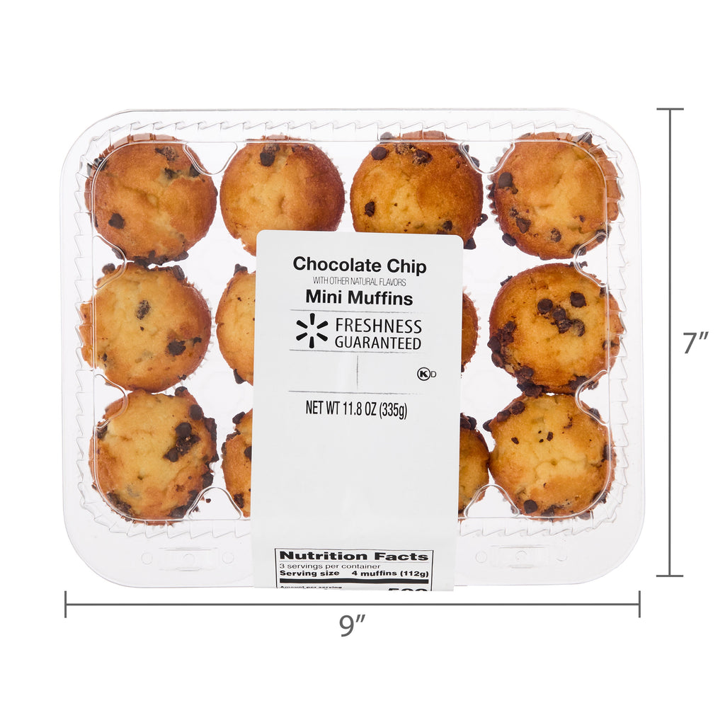 Mini Chocolate Chip Muffins 11.8 Oz 12 Count Freshness Guaranteed