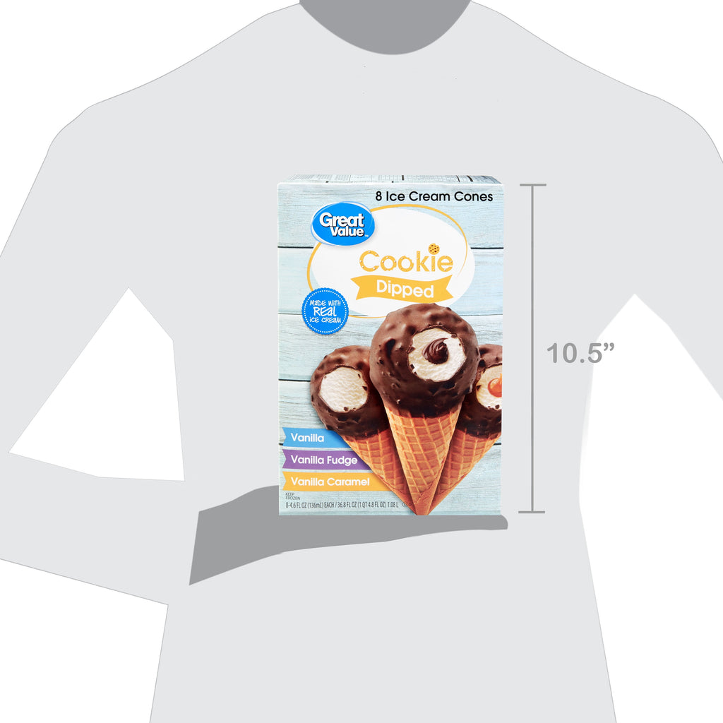 Great Value Cookie Dipped Ice Cream Cones Variety Pack 8 Count 36.8 Fl Oz