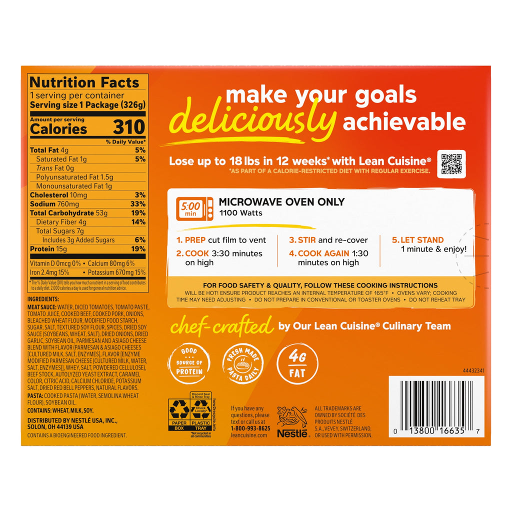 Lean Cuisine Spaghetti with Meat Sauce Frozen Meal 11.5 Oz