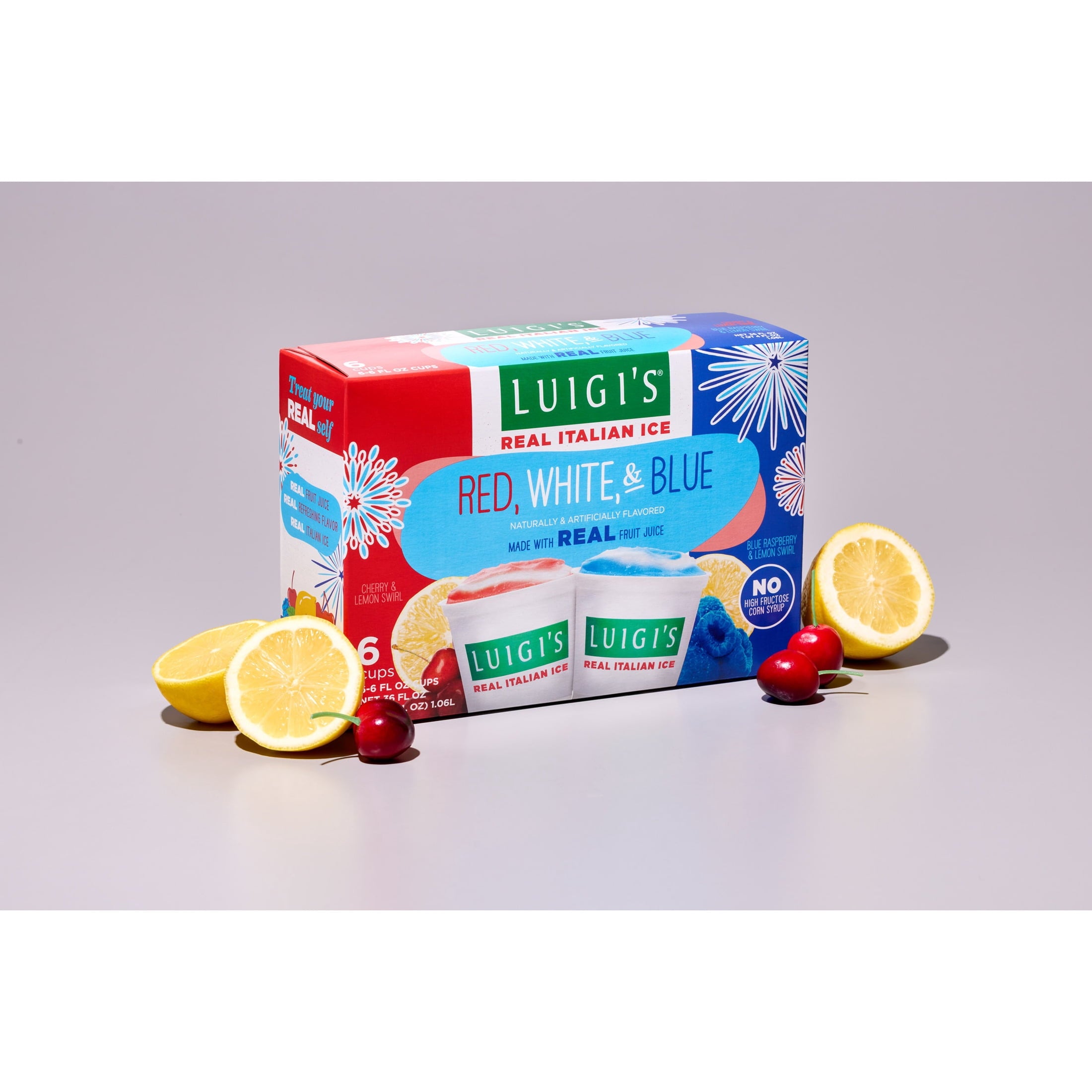 Luigi's Red White & Blue Real Italian Ice 6 Count 36 Fl Oz