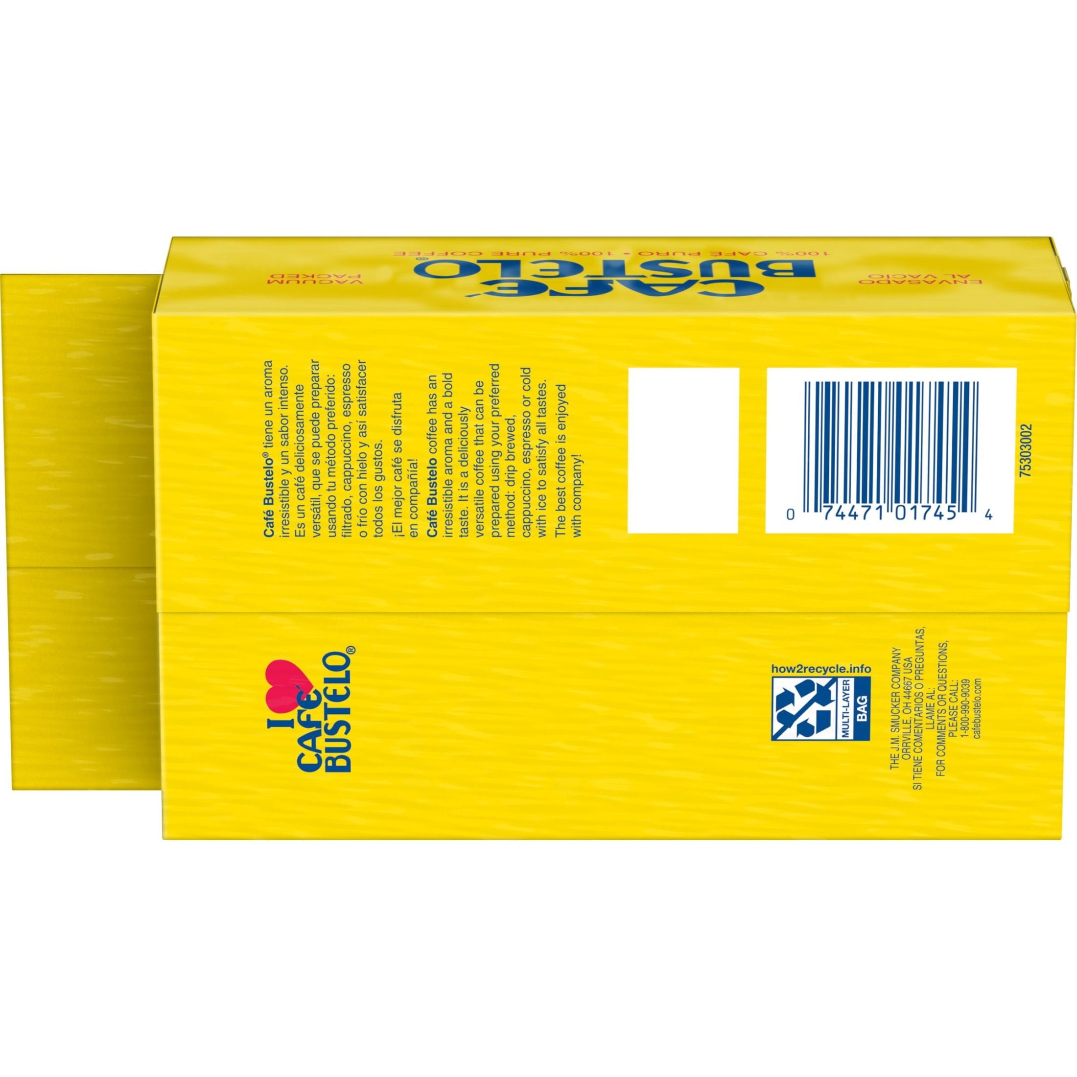 Café Bustelo Original Naturally Caffeinated Dark Roast Ground Coffee 16 oz Brick