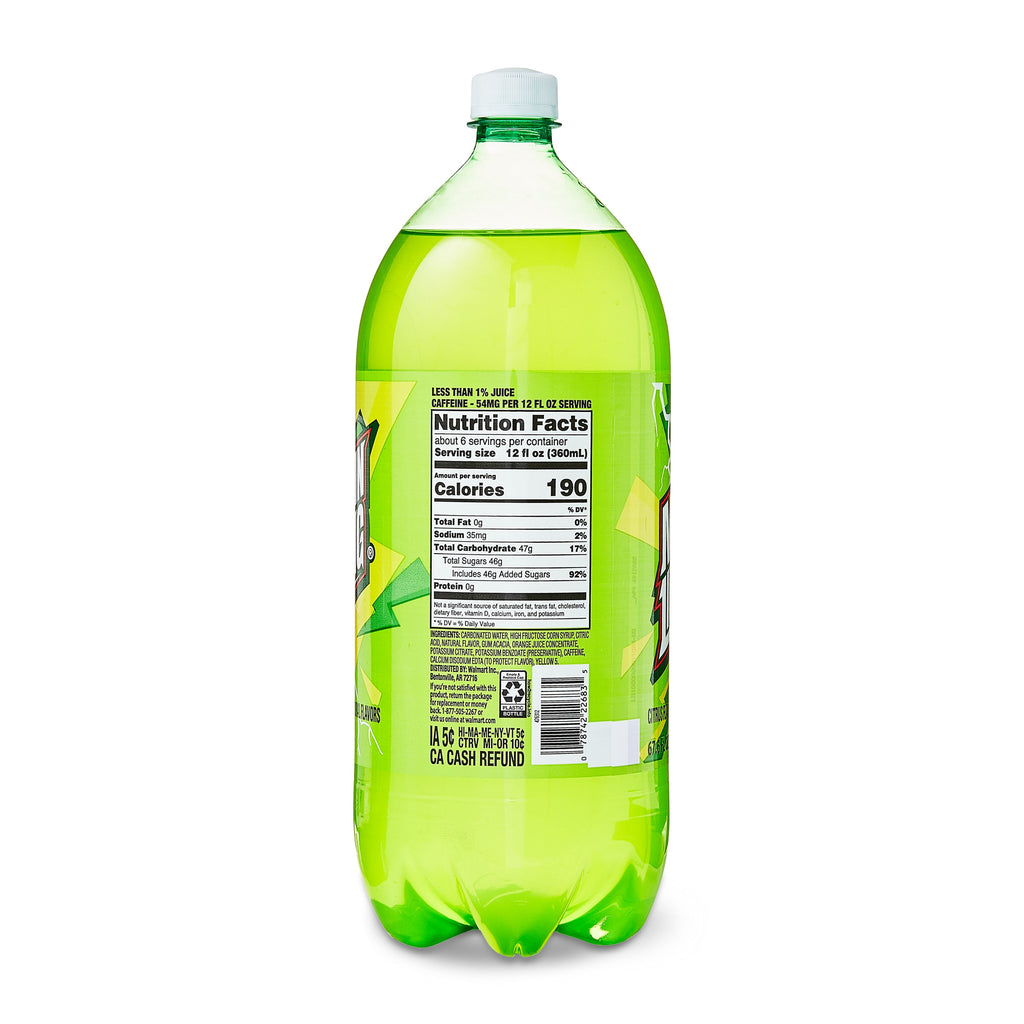 Great Value Mountain Lightning Citrus Flavored Soda Pop Bottle 2 L