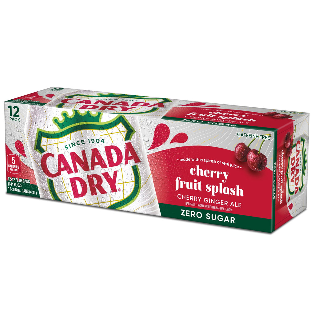 Canada Dry Zero Sugar Fruit Splash Cherry Ginger Ale Soda Pop Cans 12 Fl Oz 12 Pack